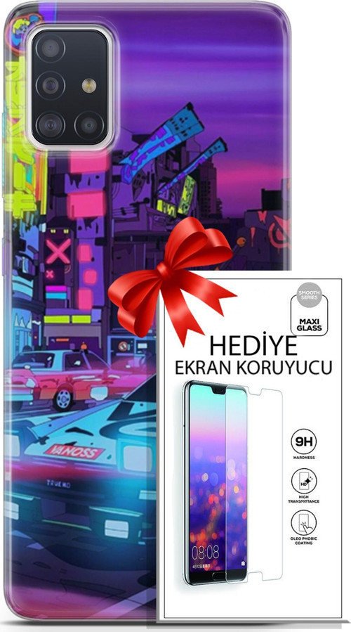 Samsung Galaxy A71 Kılıf Orijinal Seri Cyberpunk 28 Gaming Vg İz Bırakmayan Kılıf + Ön Ekran Koruyucu