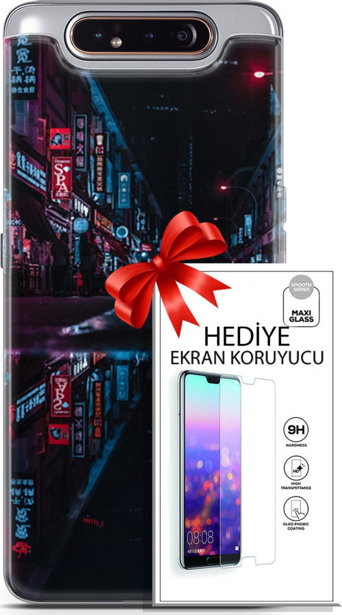 Samsung Galaxy A80 Kılıf Orijinal Seri Cyberpunk 24 Spa Darbe Emici Kılıf + Ekran Koruyucu