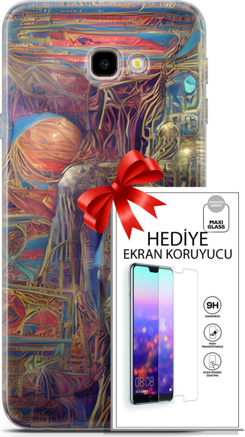 Samsung Galaxy J4 Plus Kılıf Orijinal Seri Cyberpunk 18 Parapsikoloji Parlak Kılıf + Ekran Koruyucu