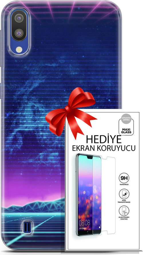 Samsung Galaxy M10 Kılıf Orijinal Seri Cyberpunk 30 Neon Game Kenarları Şeffaf Kapak Ve Ekran Koruyucu
