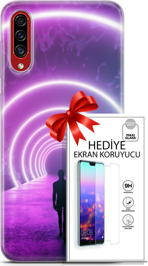 Samsung Galaxy A50S Kılıf Orijinal Seri Cyberpunk 26 Daire Neon Soft Kapak + Ekran Koruyucu