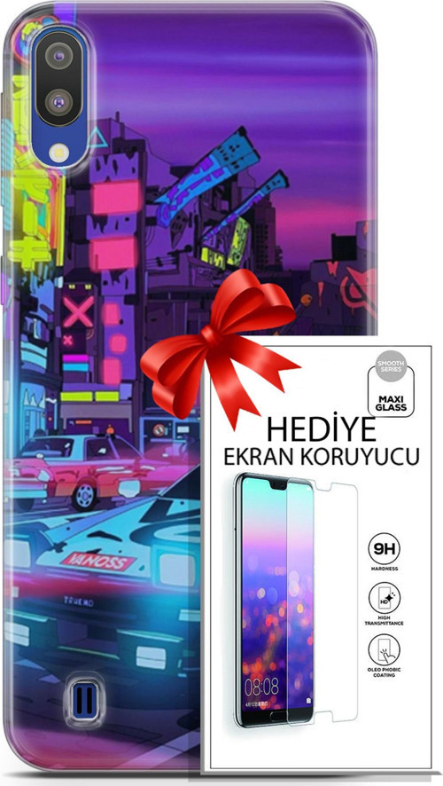 Samsung Galaxy M10 Kılıf Orijinal Seri Cyberpunk 28 Gaming Vg İz Bırakmayan Kılıf + Ön Ekran Koruyucu