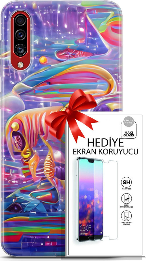 Samsung Galaxy A50S Kılıf Orijinal Seri Cyberpunk 11 4. Boyut 4K Baskılı Kılıf + Ekran Koruyucu Full