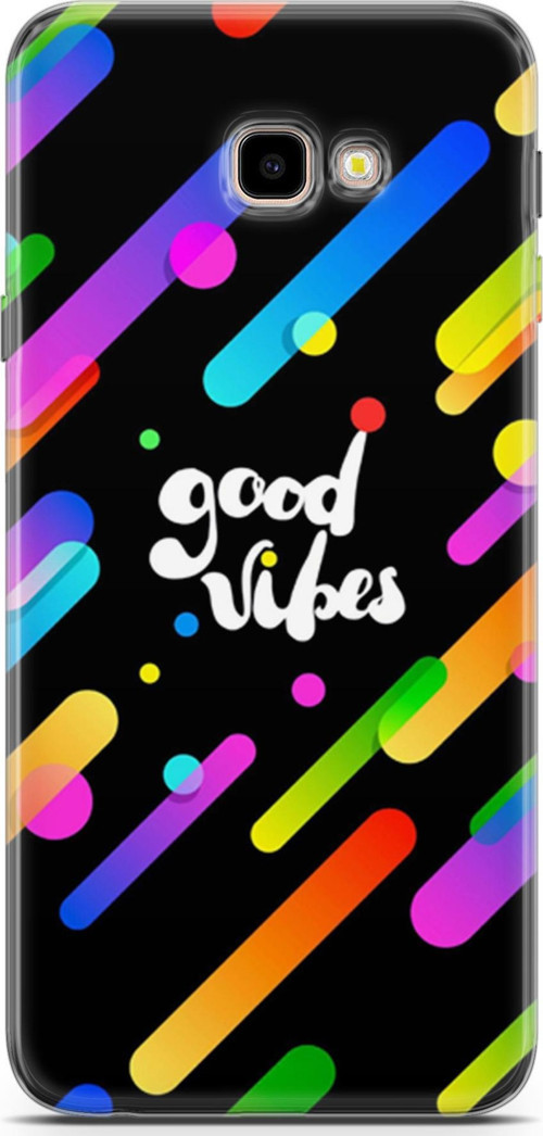 Samsung Galaxy J4 Plus Kılıf Orijinal Seri Typo 27 Good Vibes Lazer Kesim Silikon