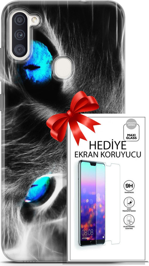 Samsung Galaxy M11 Kılıf Orijinal Seri Scotish-British 26 Amerikan Kedisi Soft Kapak + Ekran Koruyucu