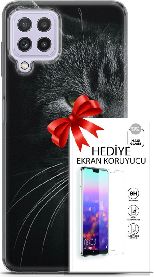 Samsung Galaxy M32 Kılıf Orijinal Seri Scotish-British 24 Asi Kedi Darbe Emici Kılıf + Ekran Koruyucu