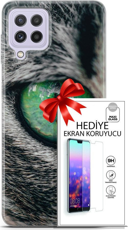 Samsung Galaxy M32 Kılıf Orijinal Seri Scotish-British 28 Göz Detay İz Bırakmayan Kılıf + Ön Ekran Koruyucu