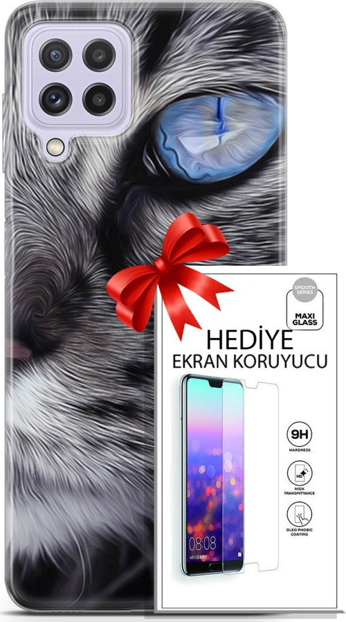Samsung Galaxy M32 Kılıf Orijinal Seri Scotish-British 30 Norveç Orman Kedisi Kenarları Şeffaf Kapak