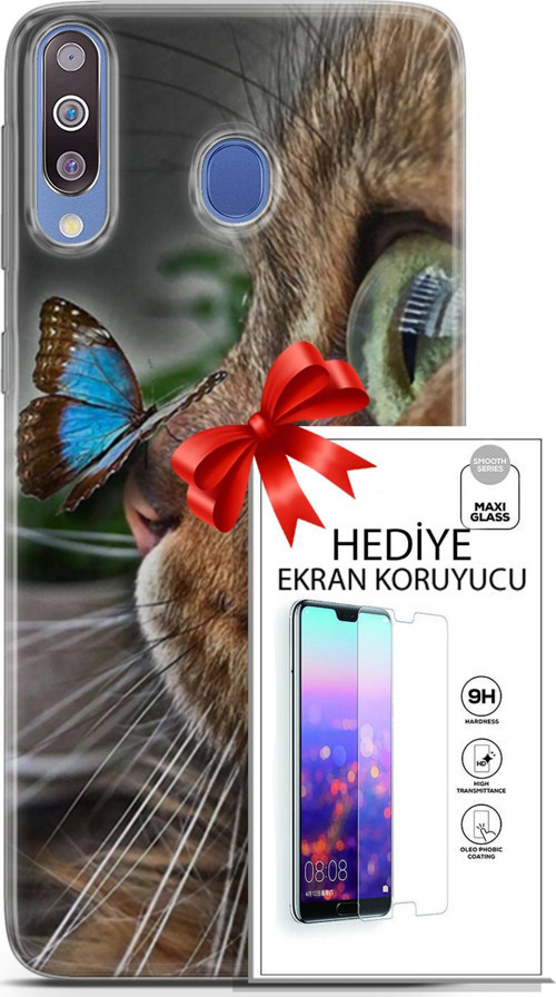 Samsung Galaxy M30 Kılıf Orijinal Seri Scotish-British 12 Munchkin Kelebek Tasarım Kılıf + Ekran Koruyucu