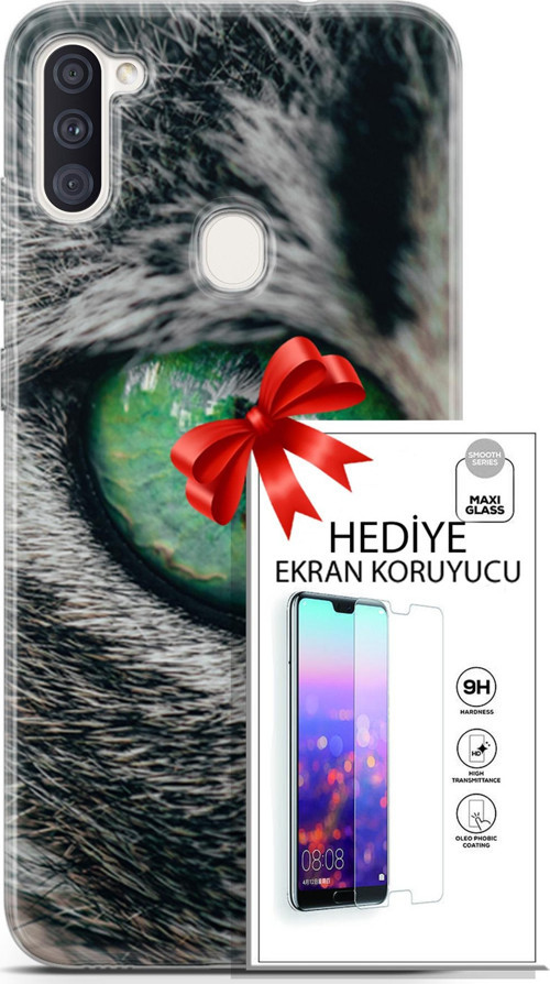 Samsung Galaxy M11 Kılıf Orijinal Seri Scotish-British 28 Göz Detay İz Bırakmayan Kılıf + Ön Ekran Koruyucu