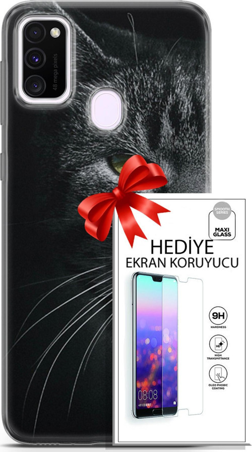 Samsung Galaxy M21 Kılıf Orijinal Seri Scotish-British 24 Asi Kedi Darbe Emici Kılıf + Ekran Koruyucu