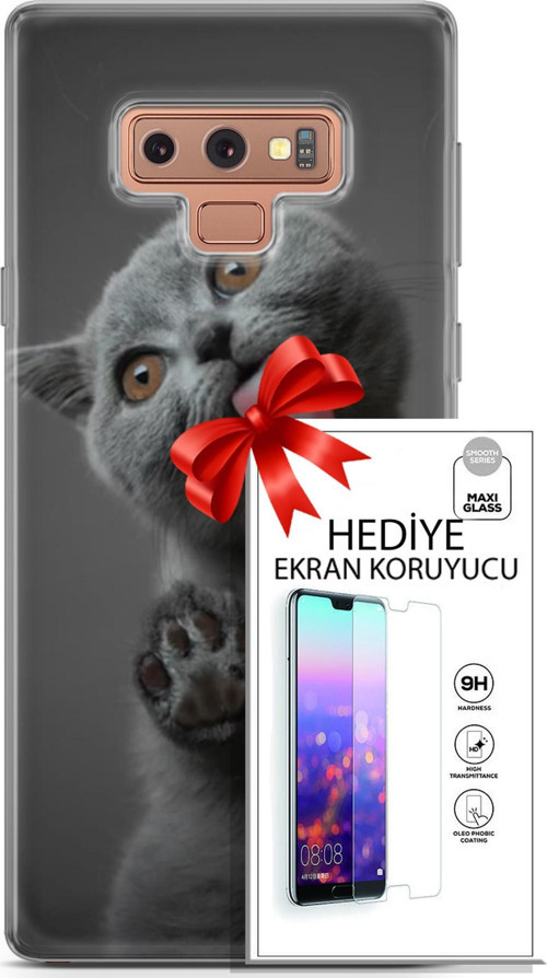 Samsung Galaxy Note 9 Kılıf Orijinal Seri Scotish-British 09 Yavru Kedi Uv Kılıf Ve Ekran Koruyucu