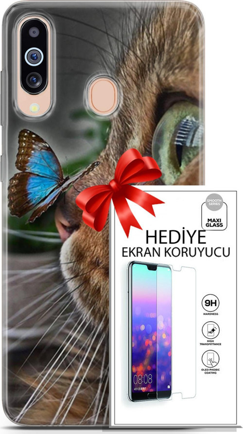 Samsung Galaxy M40 Kılıf Orijinal Seri Scotish-British 12 Munchkin Kelebek Tasarım Kılıf + Ekran Koruyucu