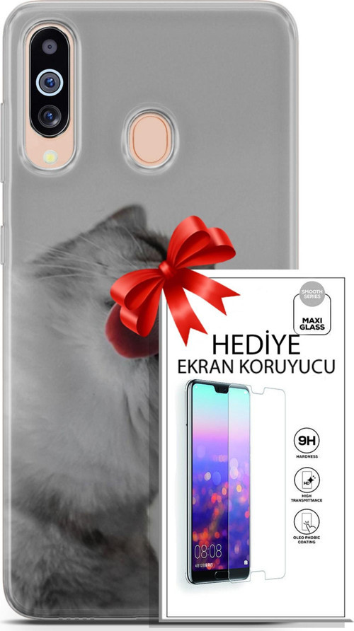 Samsung Galaxy M40 Kılıf Orijinal Seri Scotish-British 07 British Shorthair Desenli Kılıf + Ön Ekran Koruyucu