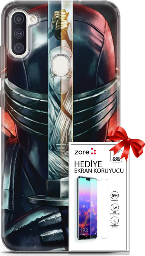 Samsung Galaxy M11 Kılıf Orijinal Seri Supers 08 Snake Eyes Baskılı Kılıf + Ekran Koruyucu