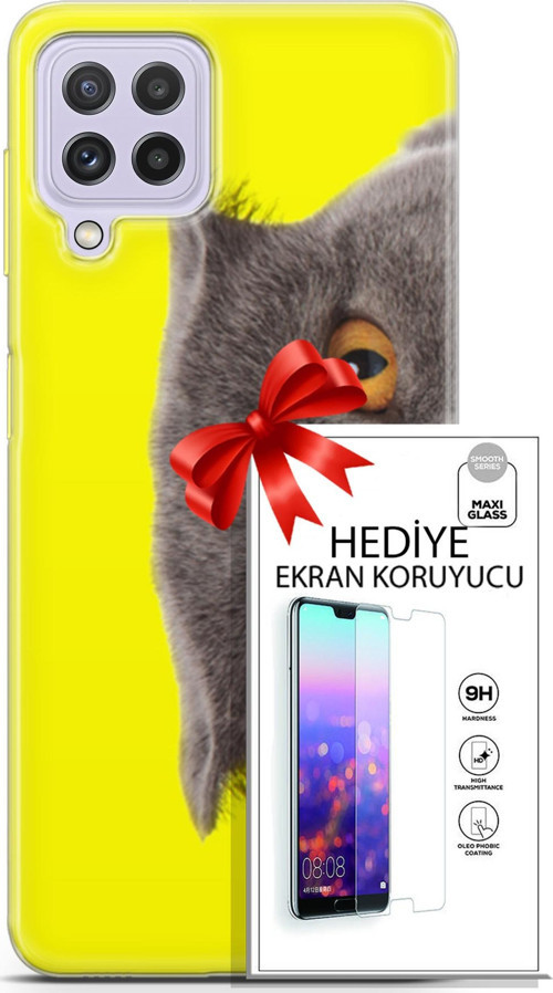 Samsung Galaxy M32 Kılıf Orijinal Seri Scotish-British 01 Scottish Fold Telefon Kılıfı + Ekran Koruyucu