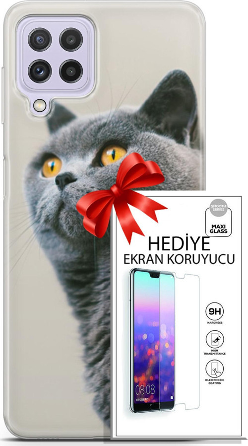 Samsung Galaxy M32 Kılıf Orijinal Seri Scotish-British 05 Gri Scottish Koruma Kılıfı + Ekran Koruyucu