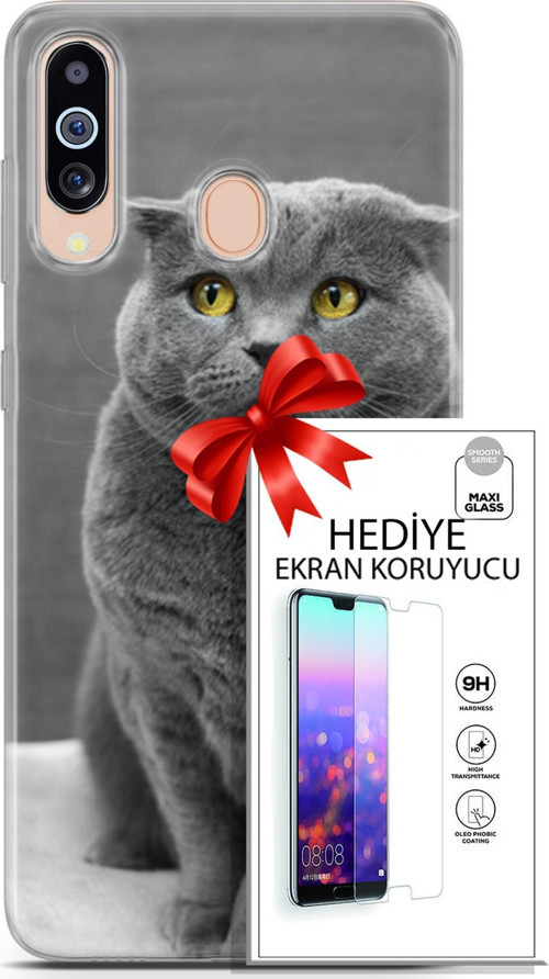 Samsung Galaxy M40 Kılıf Orijinal Seri Scotish-British 17 Scottish Duman Gri Yumuşak Kılıf + Ekran Koruyucu