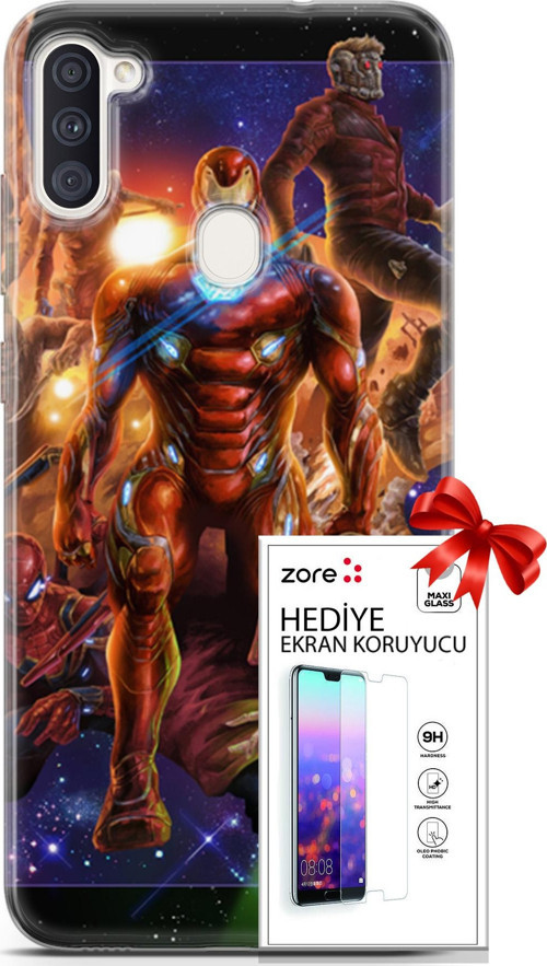 Samsung Galaxy M11 Kılıf Orijinal Seri Supers 28 Avengers Endgame İz Bırakmayan Kılıf + Ön Ekran Koruyucu