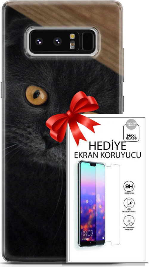 Samsung Galaxy Note 8 Kılıf Orijinal Seri Scotish-British 03 Sarı Gözler Arka Kapak + Ekran Koruyucu