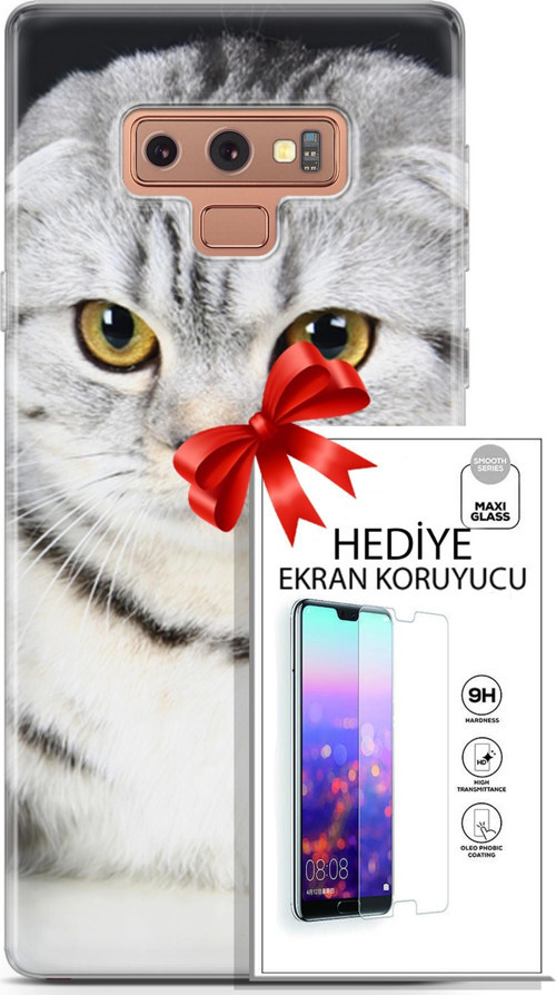 Samsung Galaxy Note 9 Kılıf Orijinal Seri Scotish-British 18 British Beyaz Parlak Kılıf + Ekran Koruyucu