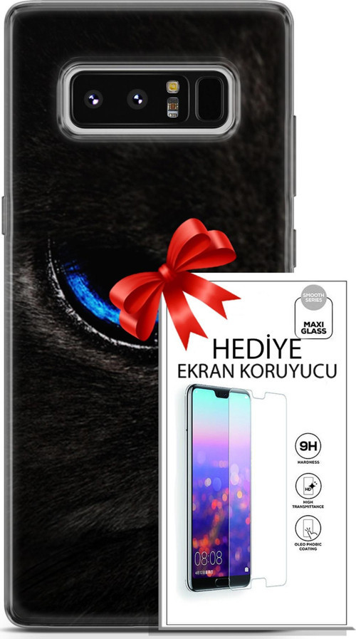 Samsung Galaxy Note 8 Kılıf Orijinal Seri Scotish-British 25 Maine Coon Soyulmayan Kılıf + Ekran Koruyucu