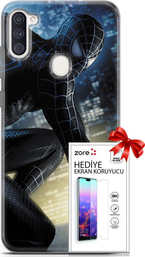 Samsung Galaxy M11 Kılıf Orijinal Seri Supers 21 Spider Man Duvar Kağıdı Darbe Önleyici Kapak + Ön Ekran Koruyucu