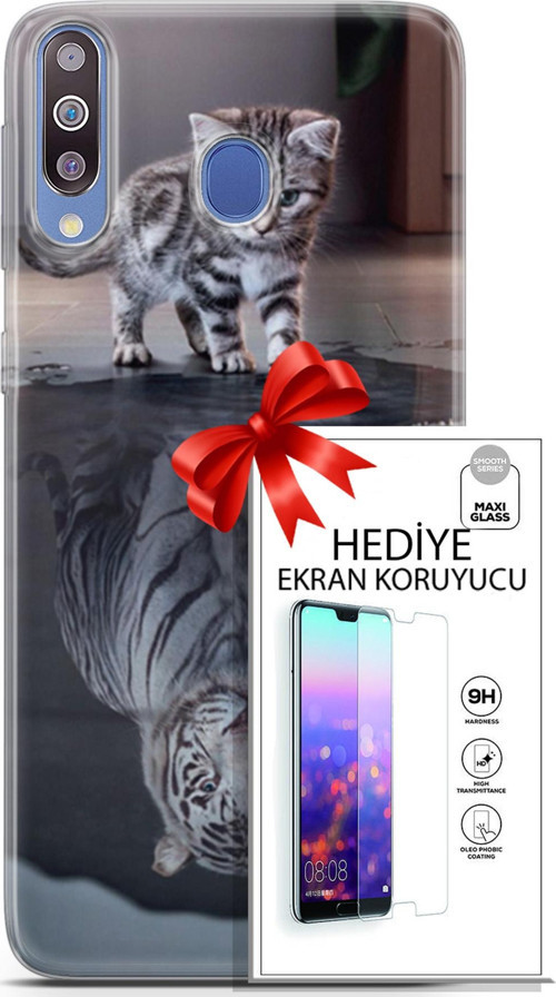 Samsung Galaxy M30 Kılıf Orijinal Seri Scotish-British 15 Yavru British Kalın Silikon + Ekran Koruyucu