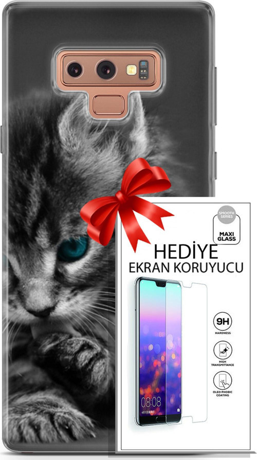 Samsung Galaxy Note 9 Kılıf Orijinal Seri Scotish-British 19 Mavi Gözlü Ragdoll Tam Koruma Kılıf + Ekran Koruyucu