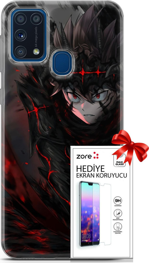 Samsung Galaxy M31 Kılıf Orijinal Seri Supers 14 Asta Devil Anime Cover Kılıf + Ön Ekran Koruyucu