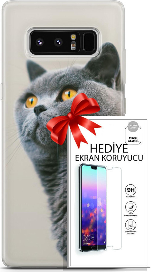Samsung Galaxy Note 8 Kılıf Orijinal Seri Scotish-British 05 Gri Scottish Koruma Kılıfı + Ekran Koruyucu
