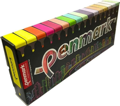 Fosforlu Kalem (İşaret Kalemi) 16 Renk Süperkutu 4Neon+4Pastel+4Tropik+4Sim
