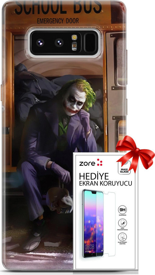 Samsung Galaxy Note 8 Kılıf Orijinal Seri Supers 05 Joker Poster Koruma Kılıfı + Ekran Koruyucu
