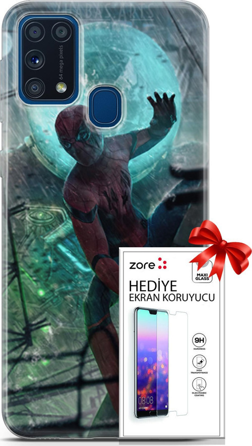 Samsung Galaxy M31 Kılıf Orijinal Seri Supers 19 Marvel Movie Tam Koruma Kılıf + Ekran Koruyucu