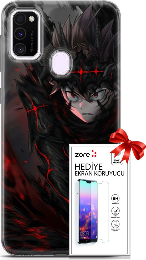 Samsung Galaxy M21 Kılıf Orijinal Seri Supers 14 Asta Devil Anime Cover Kılıf + Ön Ekran Koruyucu