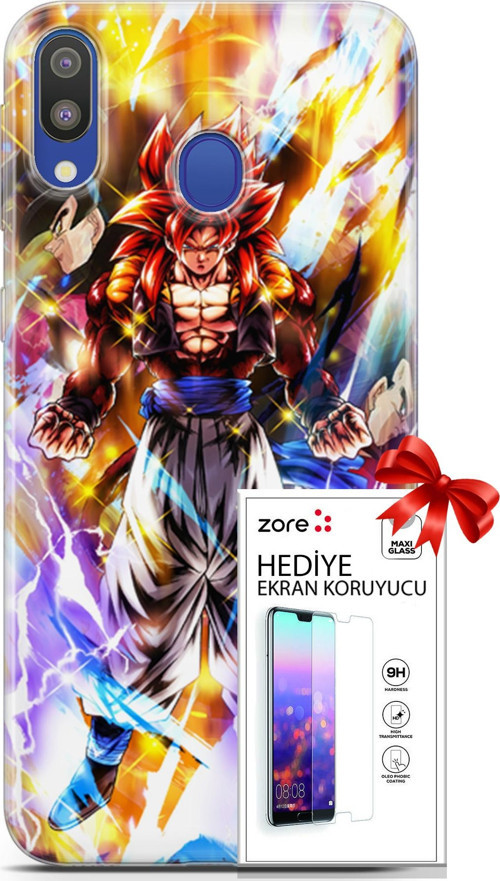 Samsung Galaxy M20 Kılıf Orijinal Seri Supers 24 Goku Wallpaper Darbe Emici Kılıf + Ekran Koruyucu
