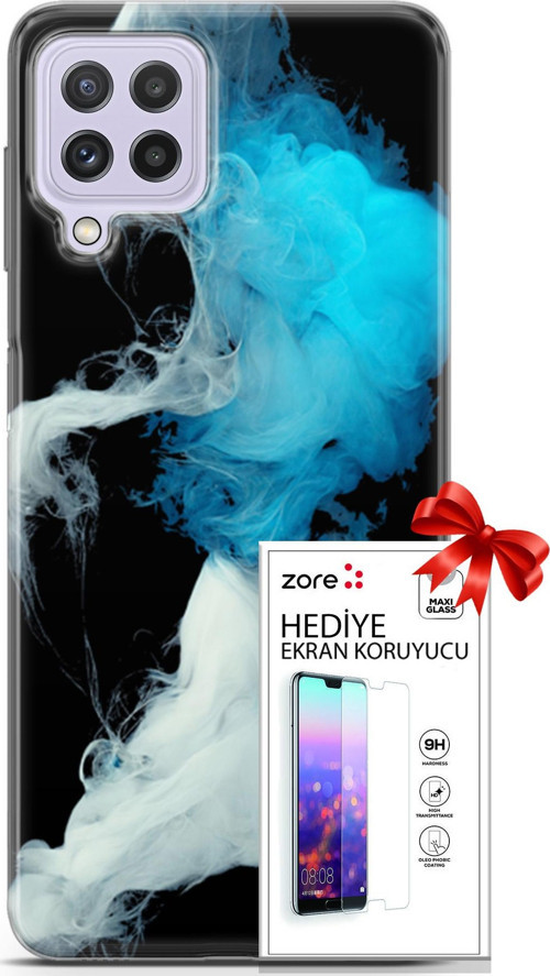 Samsung Galaxy M32 Kılıf Orijinal Seri Supers 06 Soyut Duman Koruyucu Kapak Ekran Koruyucu