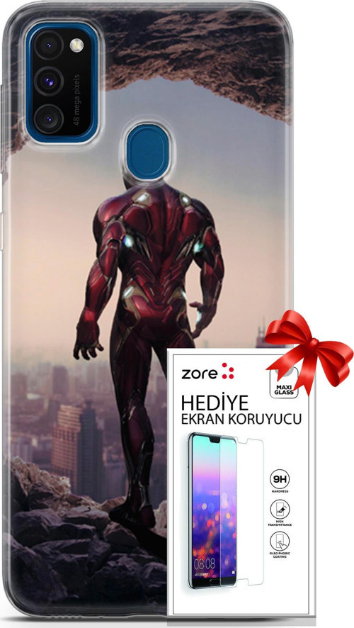 Samsung Galaxy M30S Kılıf Orijinal Seri Supers 02 Iron Man Kapak Ve Ekran Koruyucu