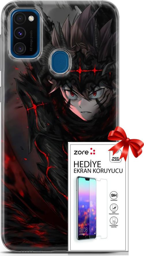 Samsung Galaxy M30S Kılıf Orijinal Seri Supers 14 Asta Devil Anime Cover Kılıf + Ön Ekran Koruyucu