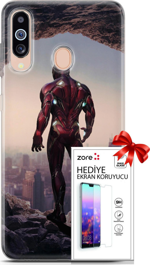 Samsung Galaxy M40 Kılıf Orijinal Seri Supers 02 Iron Man Kapak Ve Ekran Koruyucu