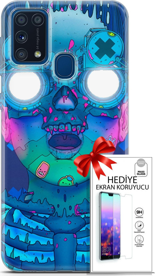 Samsung Galaxy M31 Kılıf Orijinal Seri Algorand 14 Robotika Cover Kılıf + Ön Ekran Koruyucu