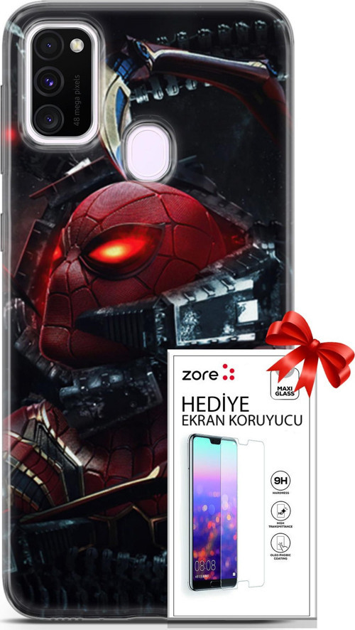 Samsung Galaxy M21 Kılıf Orijinal Seri Supers 29 Dr Octopus Leke Tutmaz Kapak + Ekran Koruyucu
