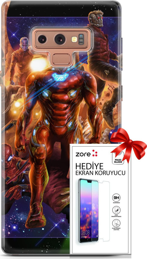 Samsung Galaxy Note 9 Kılıf Orijinal Seri Supers 28 Avengers Endgame İz Bırakmayan Kılıf + Ön Ekran Koruyucu