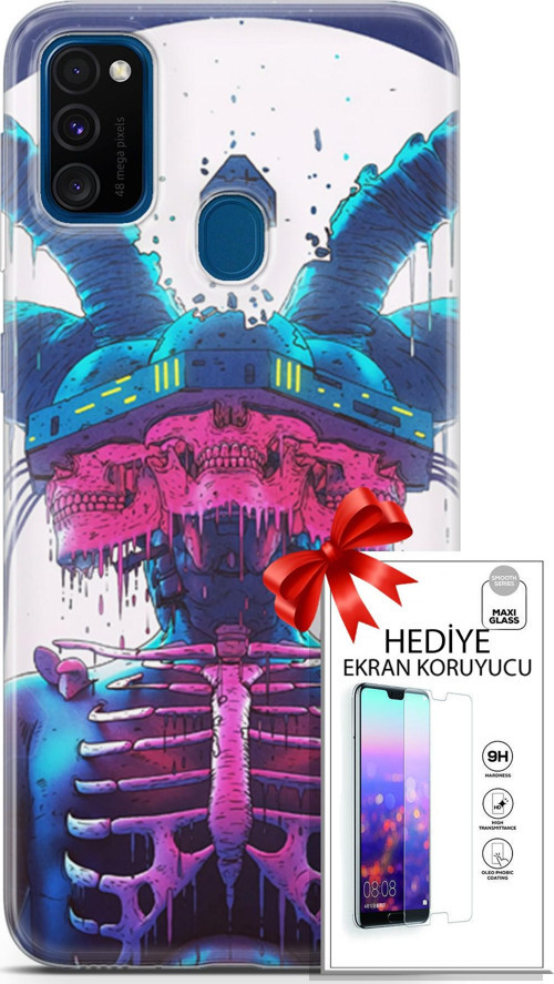 Samsung Galaxy M30S Kılıf Orijinal Seri Algorand 13 Kaburga Case Kapak Ekran Koruyucu