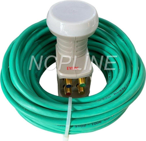 20 Metre Dış Ortam Yeşil Uydu Anten Kablosu+ 4 Lü Lnb Elenbi Set