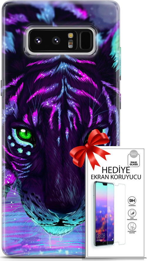 Samsung Galaxy Note 8 Kılıf Orijinal Seri Algorand 16 Pembe Neon Hediyelik Kılıf Ve Ekran Koruyucu