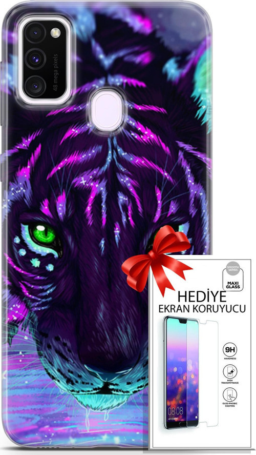 Samsung Galaxy M21 Kılıf Orijinal Seri Algorand 16 Pembe Neon Hediyelik Kılıf Ve Ekran Koruyucu