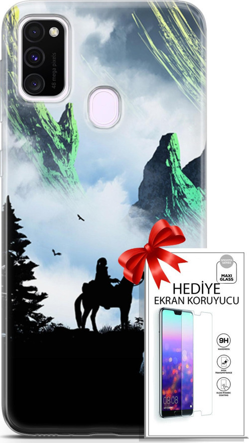 Samsung Galaxy M21 Kılıf Orijinal Seri Algorand 25 Atlı Soyulmayan Kılıf + Ekran Koruyucu Full Koruma