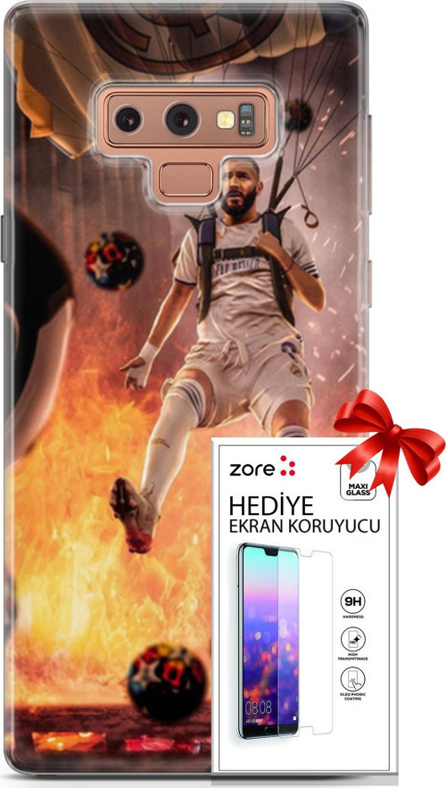 Samsung Galaxy Note 9 Kılıf Orijinal Seri Supers 03 Karim Benzema Real Madrid Arka Kapak + Ekran Koruyucu