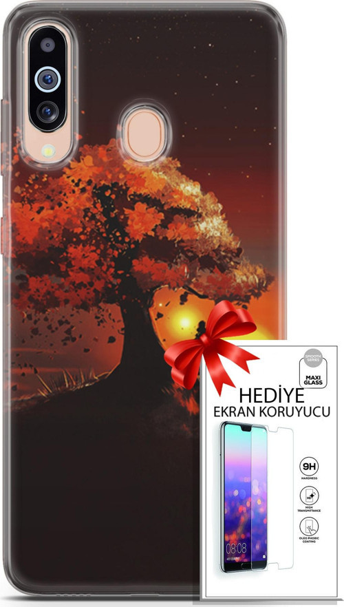 Samsung Galaxy M40 Kılıf Orijinal Seri Algorand 12 Ağaç Altında Tasarım Kılıf + Ekran Koruyucu